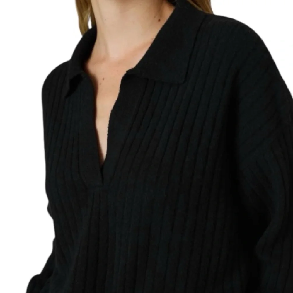 NWT French Connection Vhari Collar Long Sleeve Jumper Black L